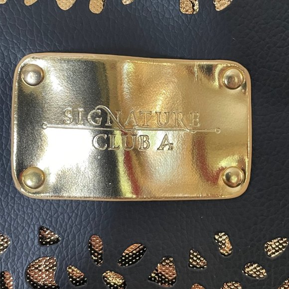 Signature Club A Black and Gold Tote/Shoulder Bag/Lace Effect - Picture 5 of 10